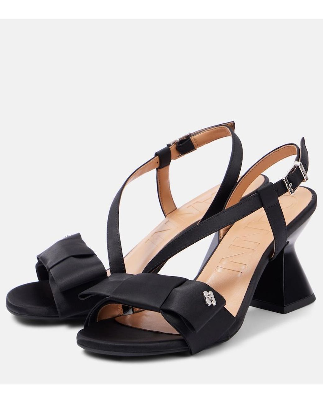 Ganni Black Big Bow High Heeled Sandals