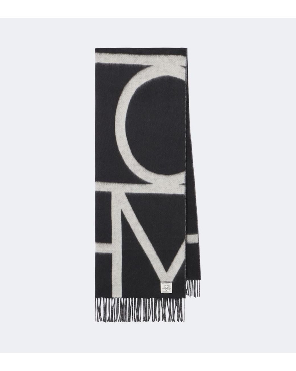 Totême Black Fringed Virgin Wool Scarf