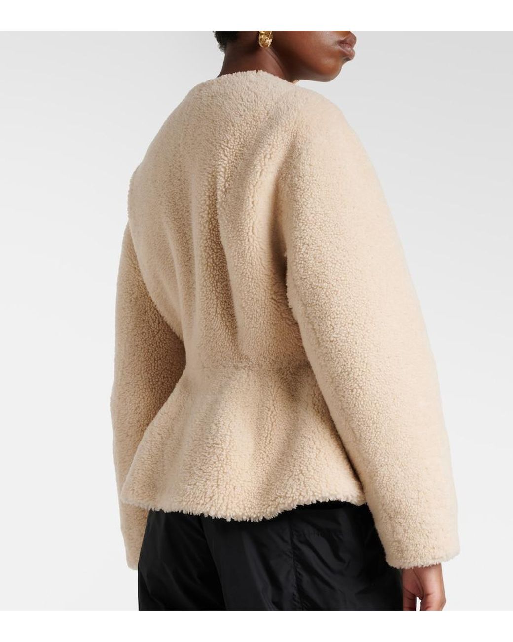 Alaïa Natural Peplum Shearling Jacket