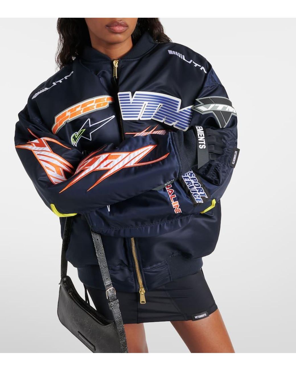 Vetements Embroidered Bomber Jacket in Blue | Lyst