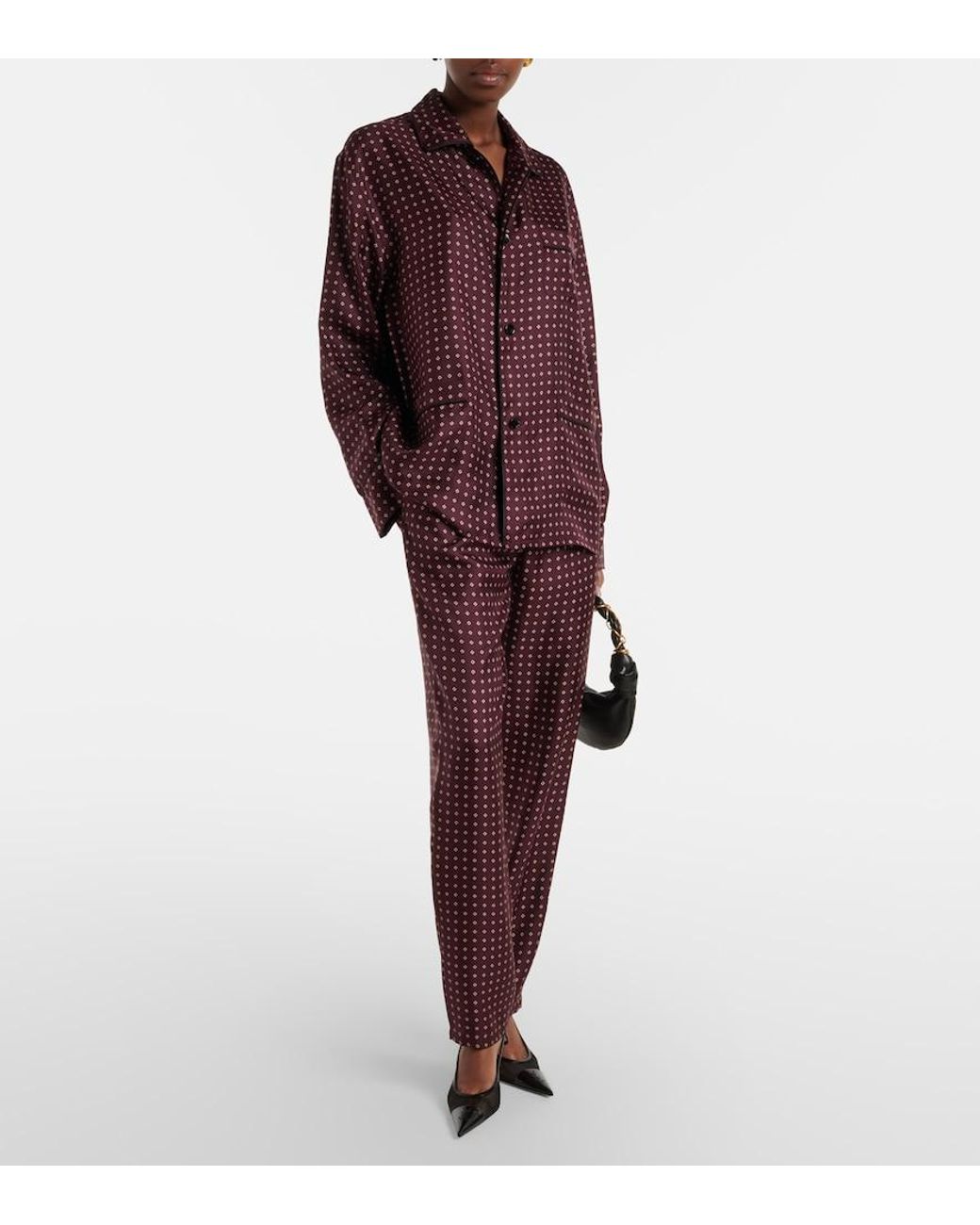 Saint Laurent Purple Printed Silk Satin Pajama Pants