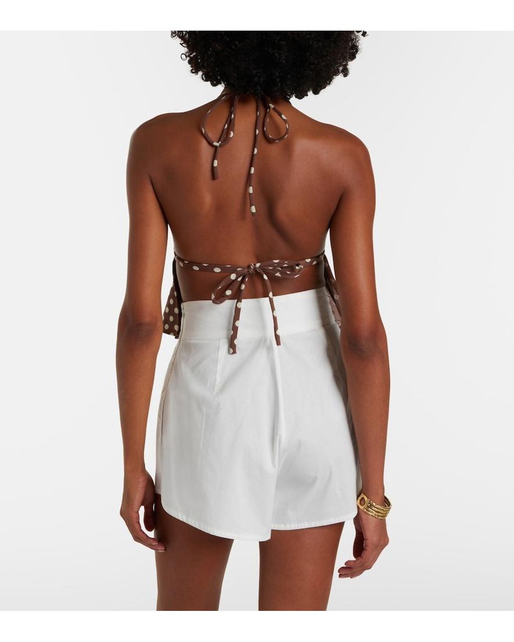 Montce Brown Emma Ruffled Polka-Dot Top