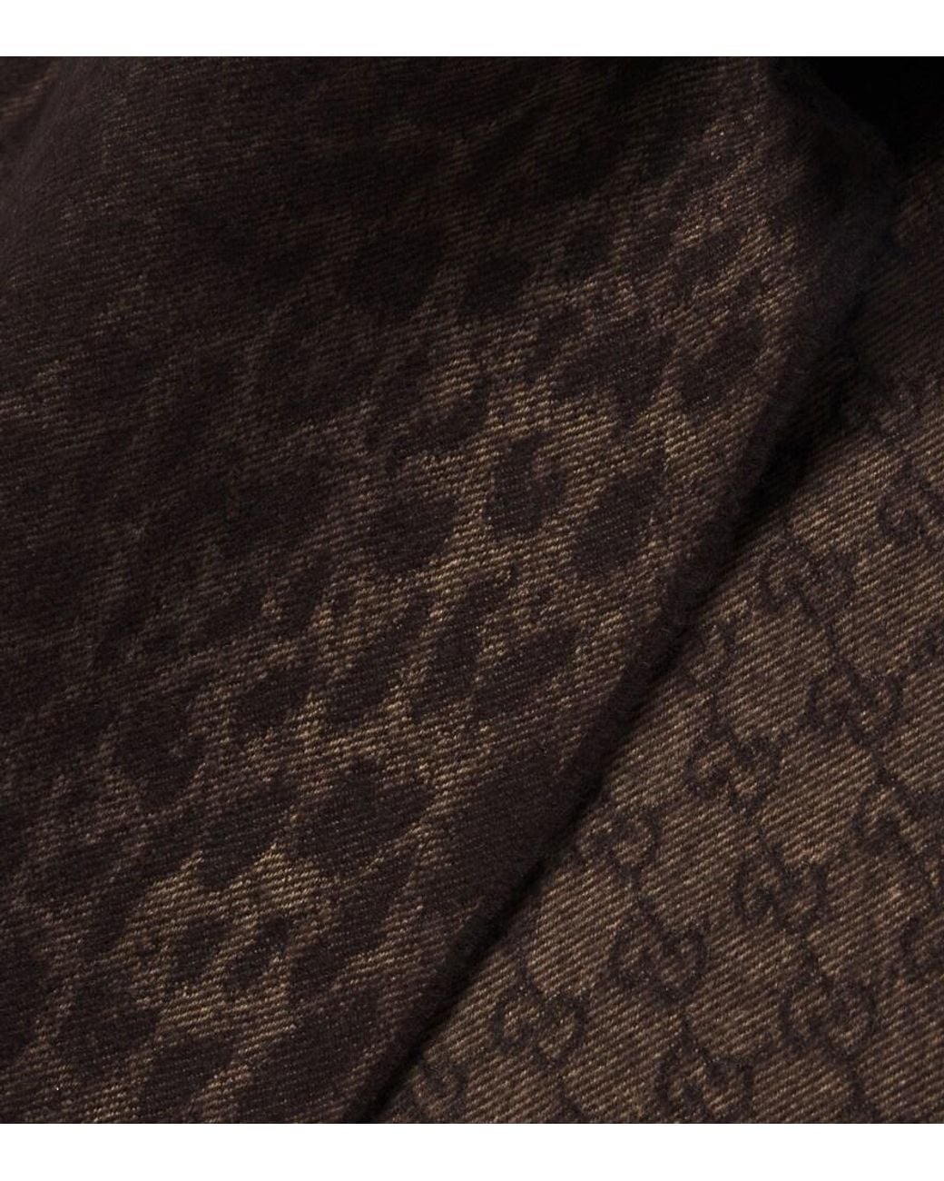 Gucci Brown Gg Jacquard Wool Scarf