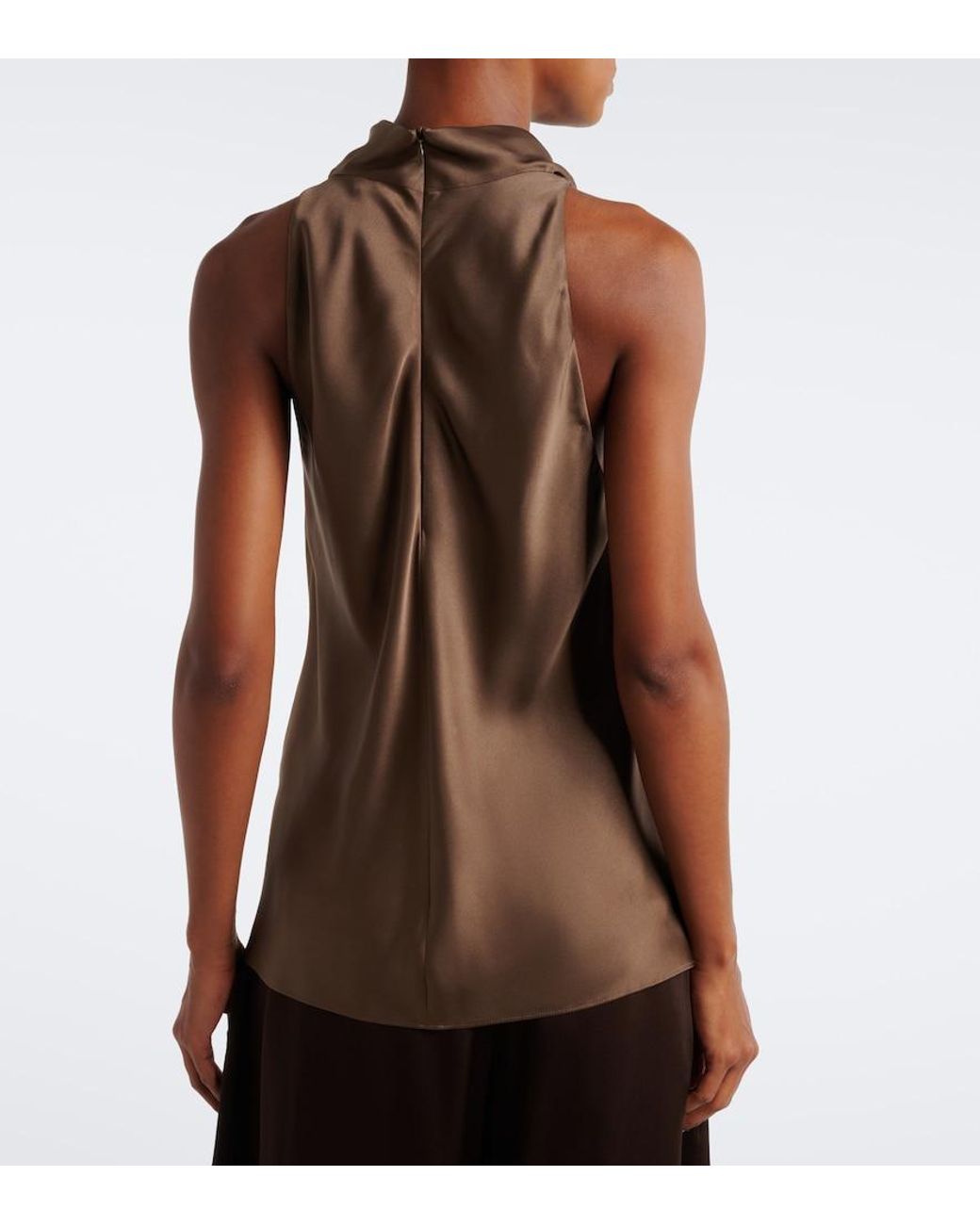 Brunello Cucinelli Brown Draped Silk Top