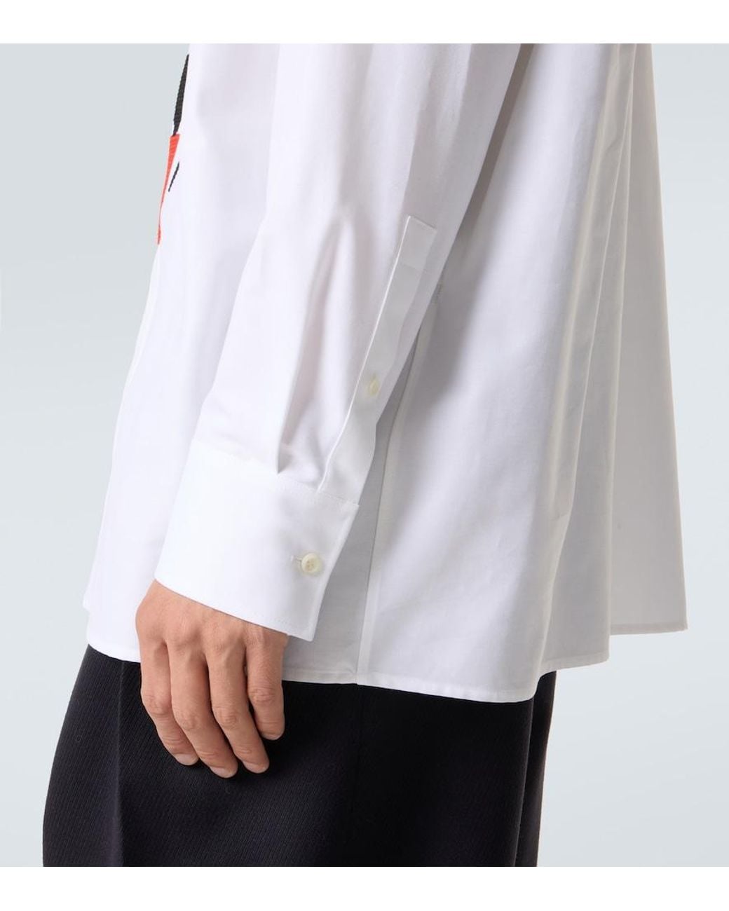 Loewe White Cat Face Embroidered Cotton Shirt for men
