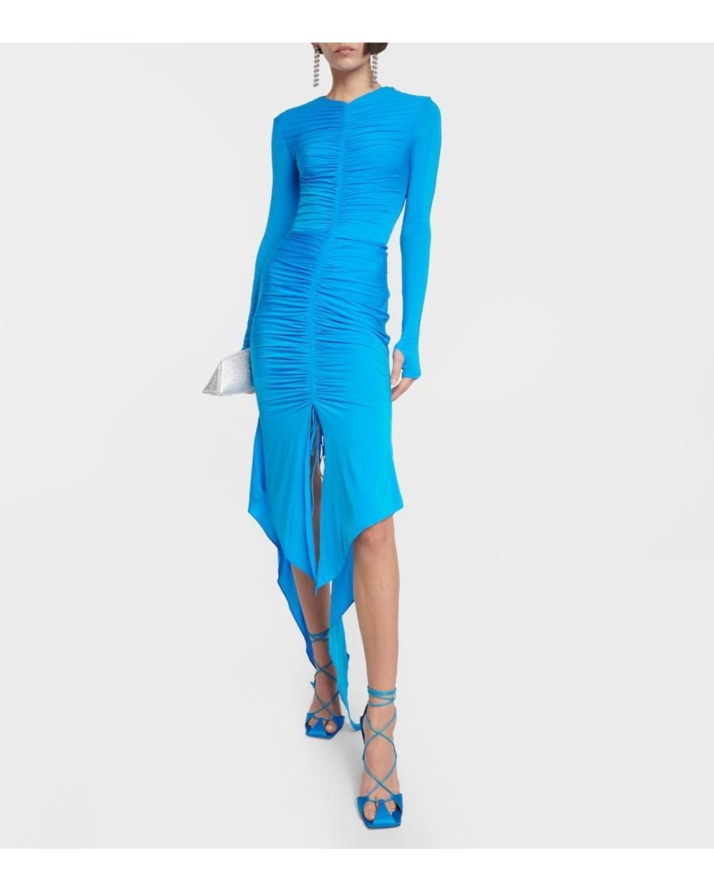 Alex Perry Blue Marston Satin Midi Dress