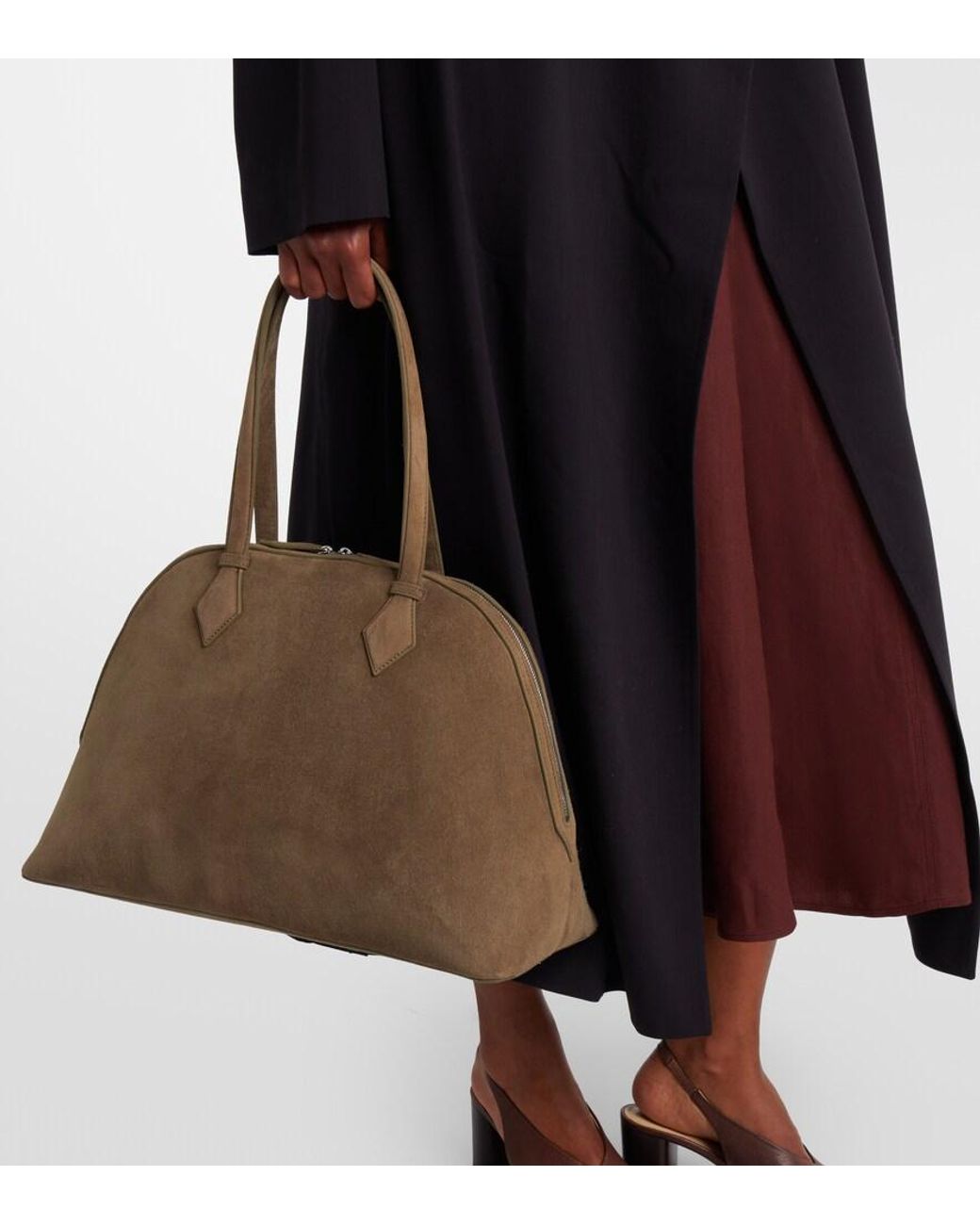A.Emery Natural Harnick Medium Suede Shoulder Bag