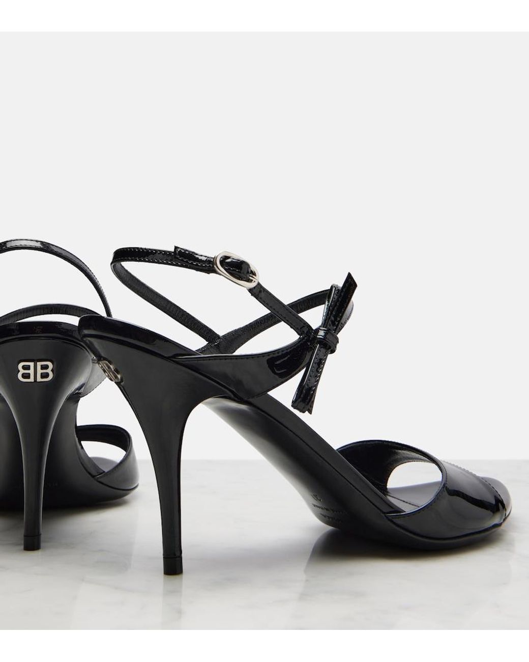 Balenciaga Black Avenue Bow Patent Leather Sandals