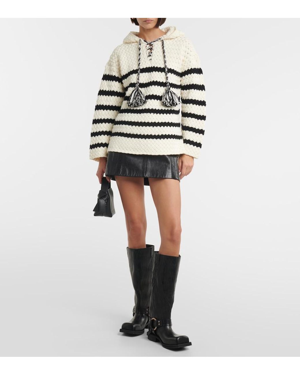 Alanui Natural The Mariner Striped Wool Hoodie