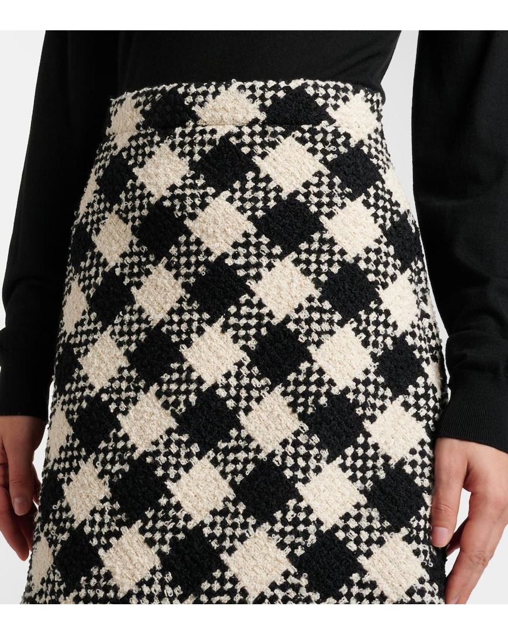 Valentino Garavani Black Cotton And Wool-Blend Tweed Miniskirt