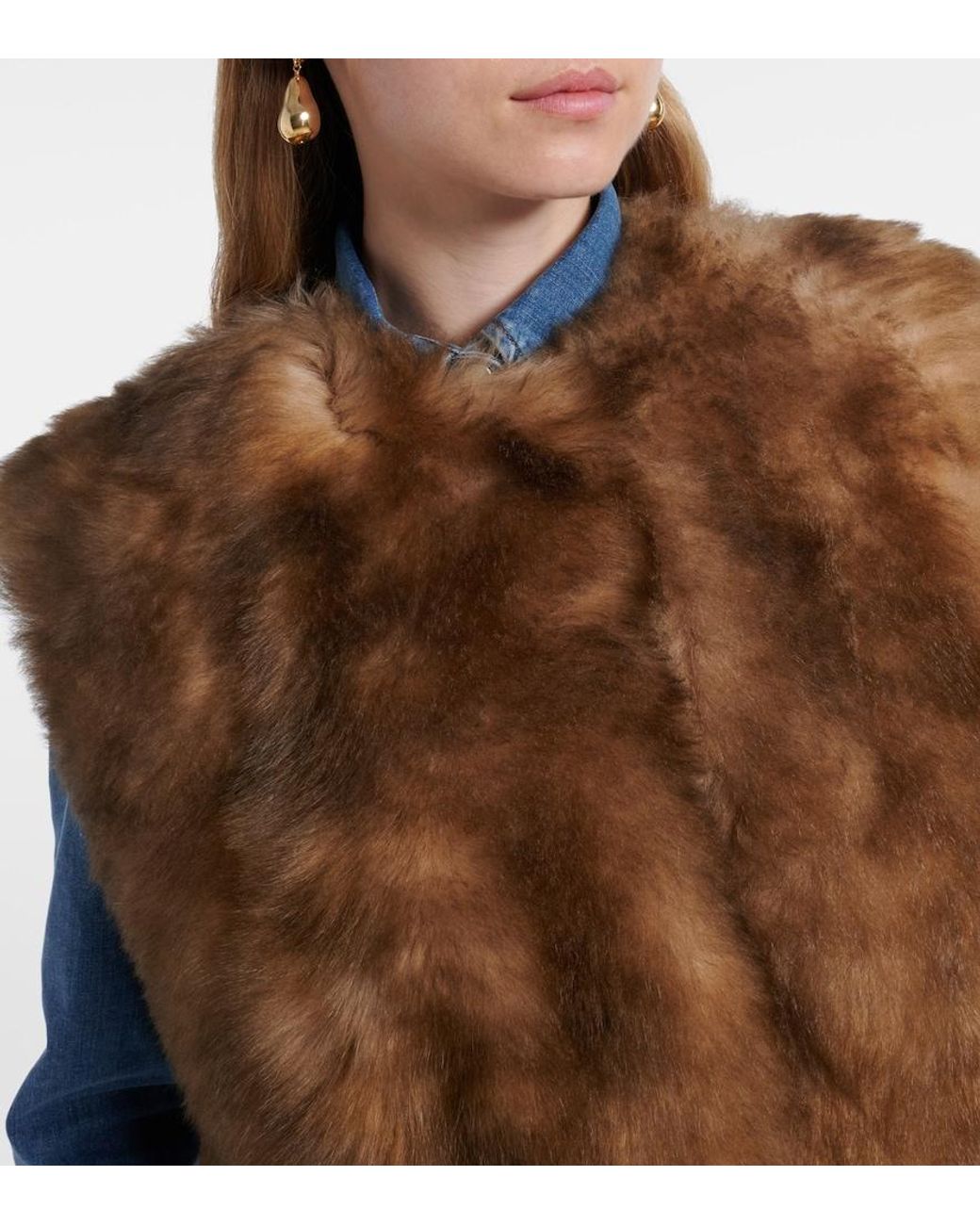 Dolce & Gabbana Brown Cropped Shearling Vest