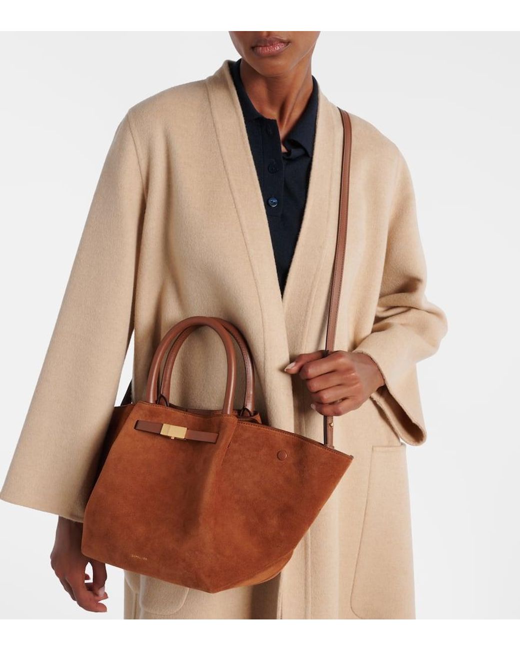 DeMellier London Brown Tote Bag New York Midi Aus Veloursleder