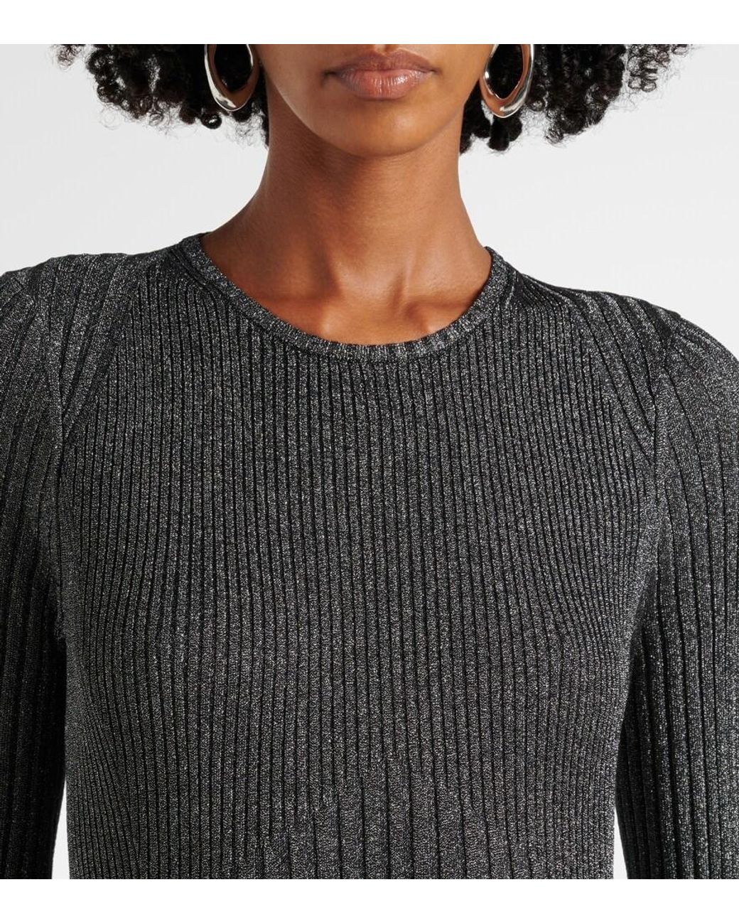 Proenza Schouler Gray Joni Ribbed-Knit Lame Maxi Dress