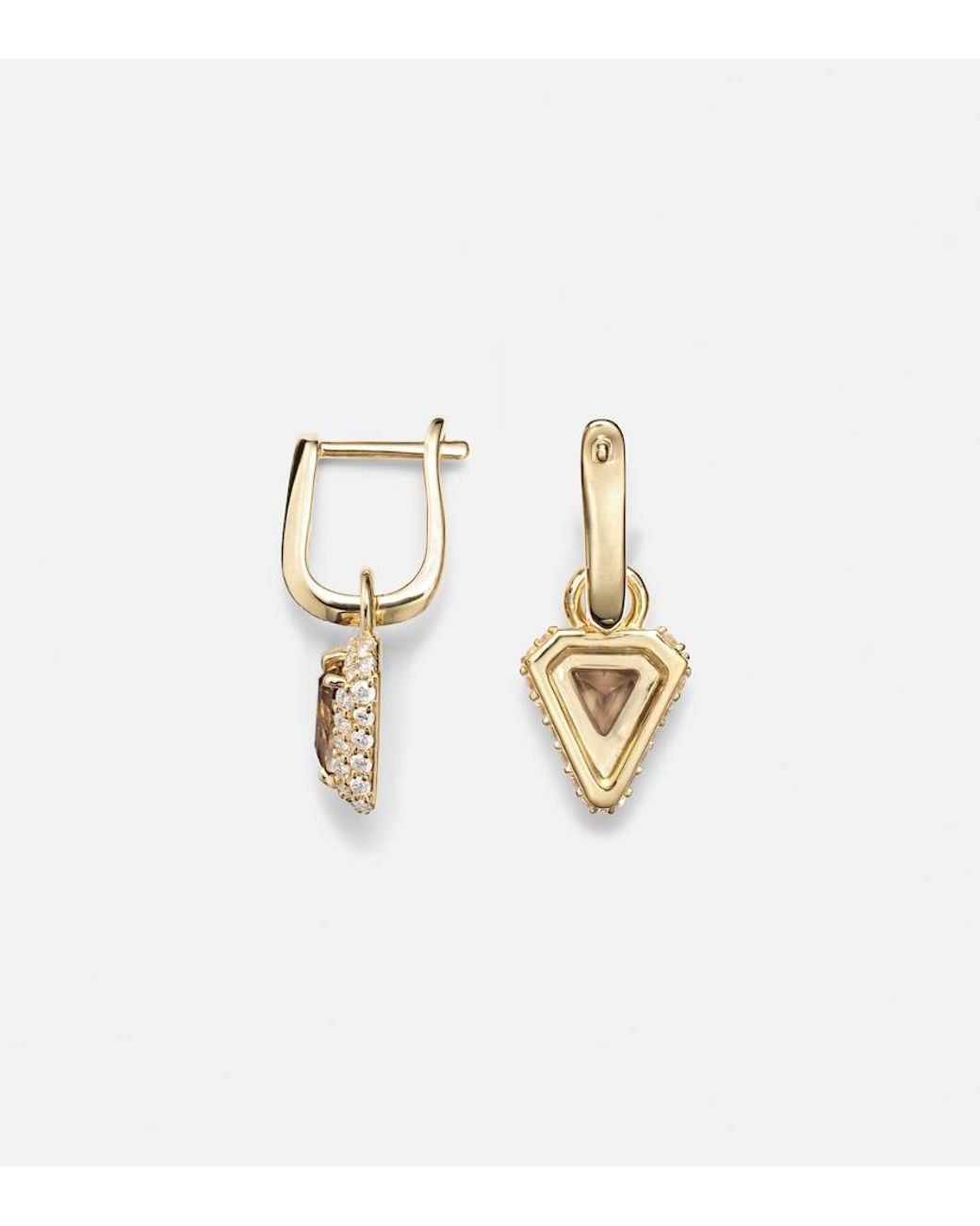 STONE AND STRAND White Power 14Kt Huggie Earrings With Diamonds And Garnet