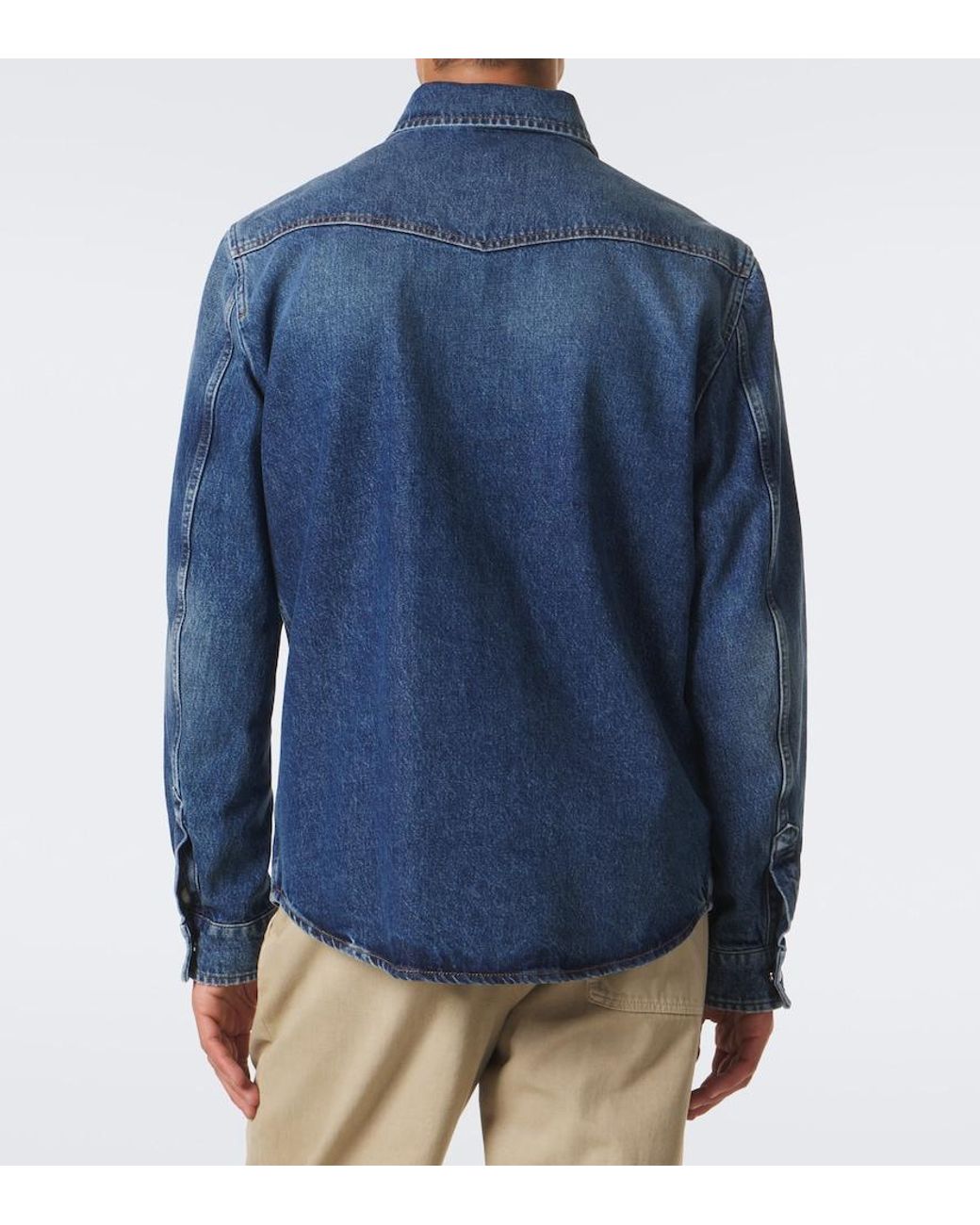 Moncler Blue Denim Western Shirt for men