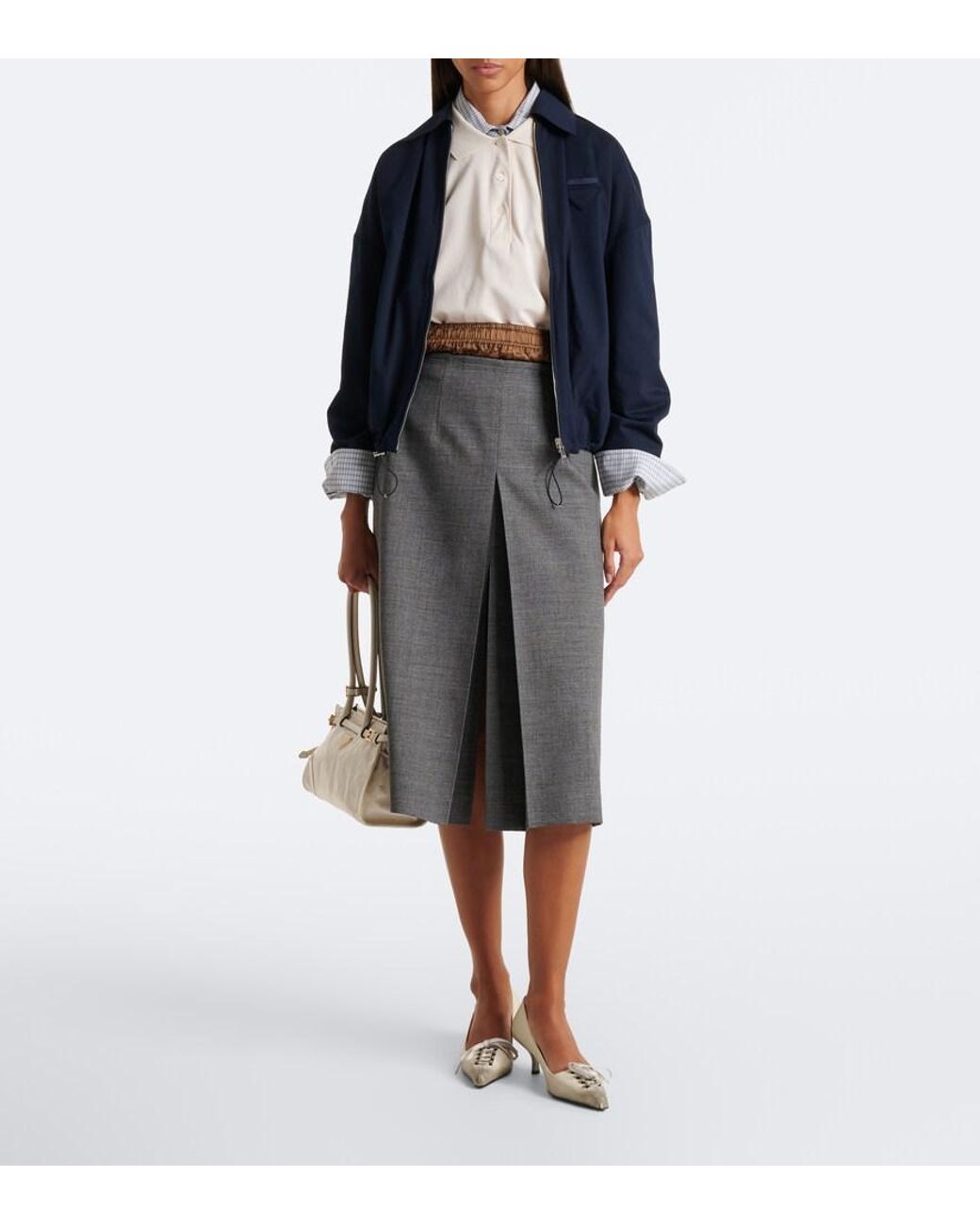 Prada Blue Reversible Re-Nylon And Jersey Blouson Jacket