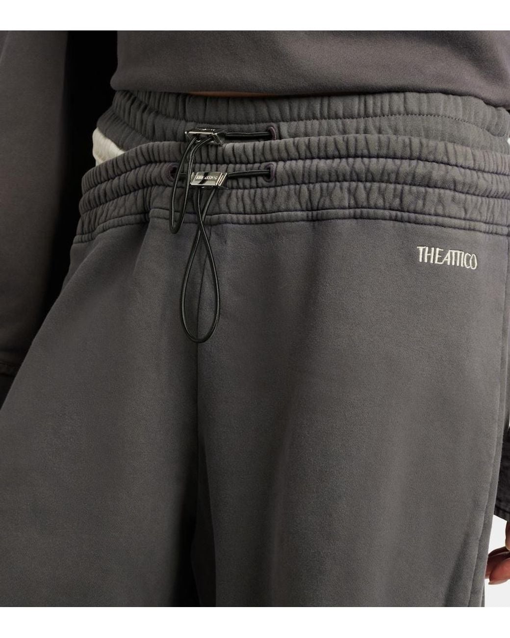 The Attico Gray Cotton Jersey Barrel-Leg Sweatpants