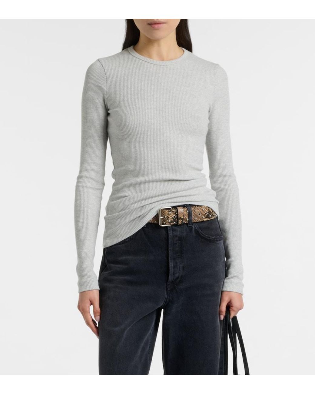 Agolde Gray Delphi Ribbed-Knit Top