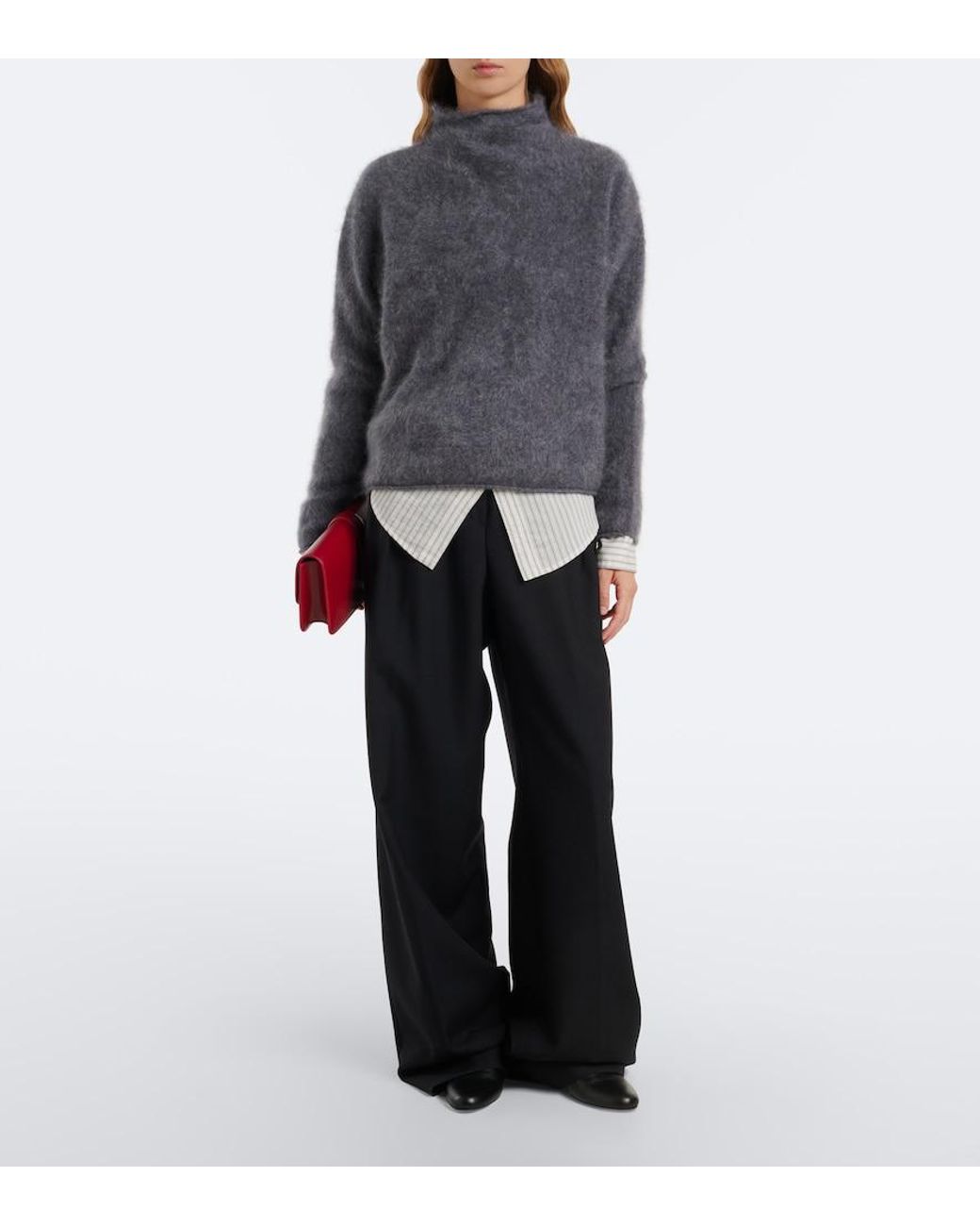 Lisa Yang Gray Sandy Cashmere Turtleneck Sweater