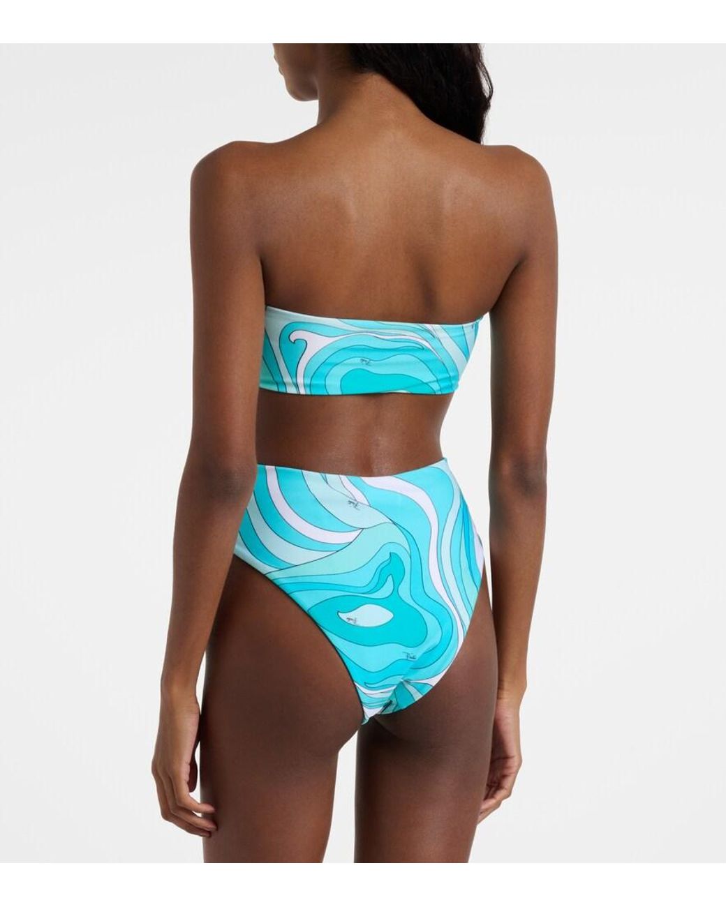 Emilio Pucci Blue Marmo High-Rise Bikini Bottoms