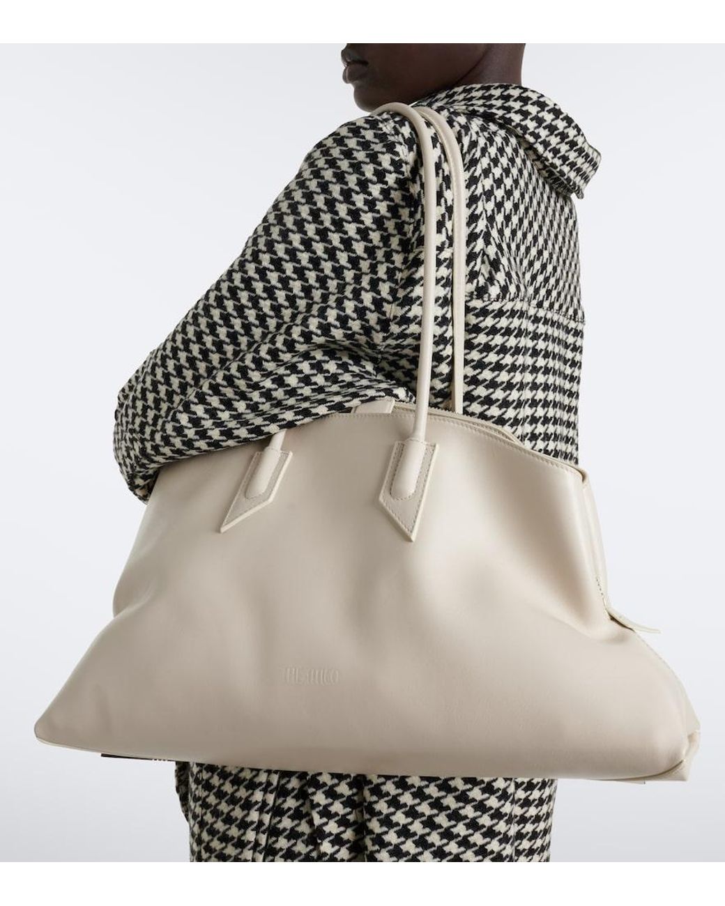 The Attico White La Passeggiata Medium Leather Tote Bag