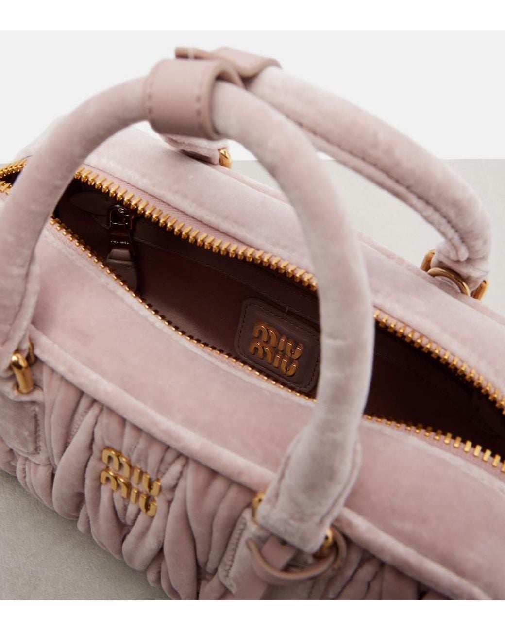 Miu Miu Pink Arcadie Matelasse Suede Top-Handle Bag
