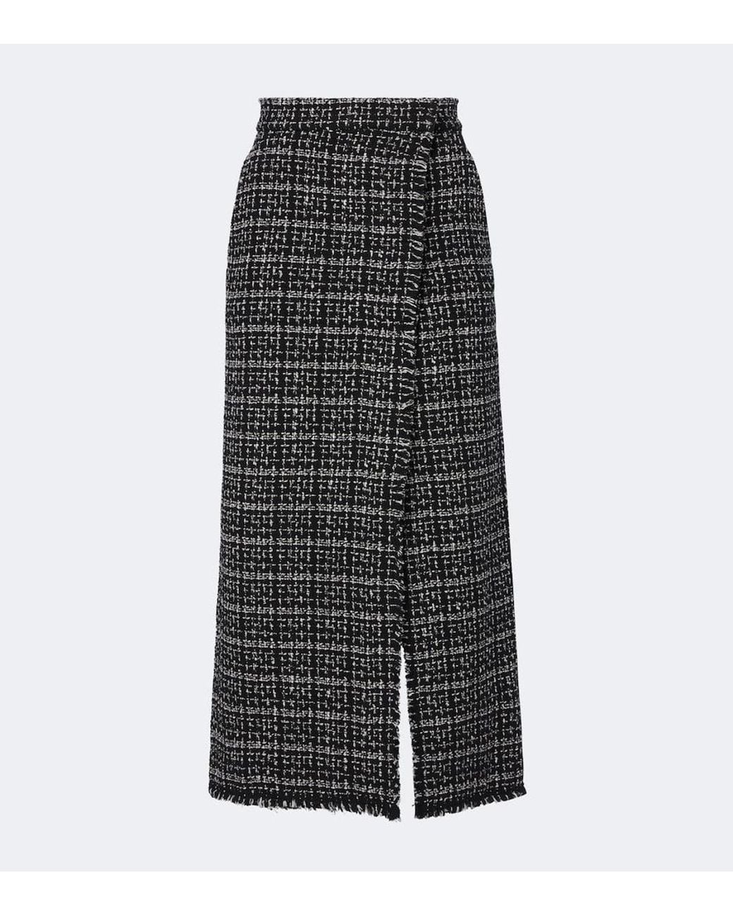 Erdem Black Checked Cotton-Blend Tweed Pencil Skirt