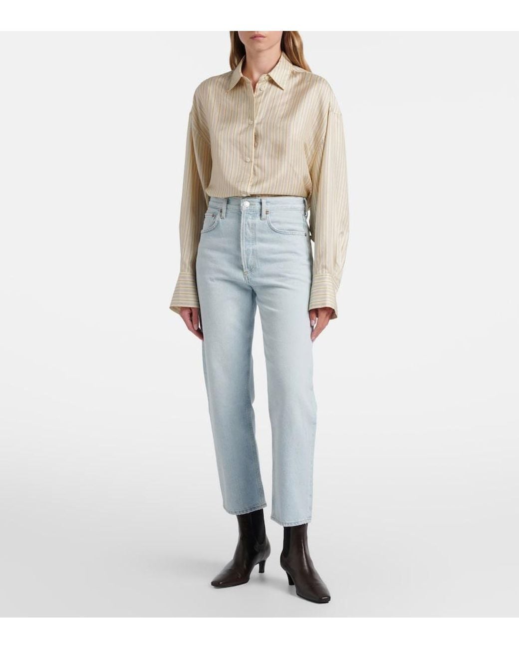 Agolde Blue '90S Crop Straight Jeans