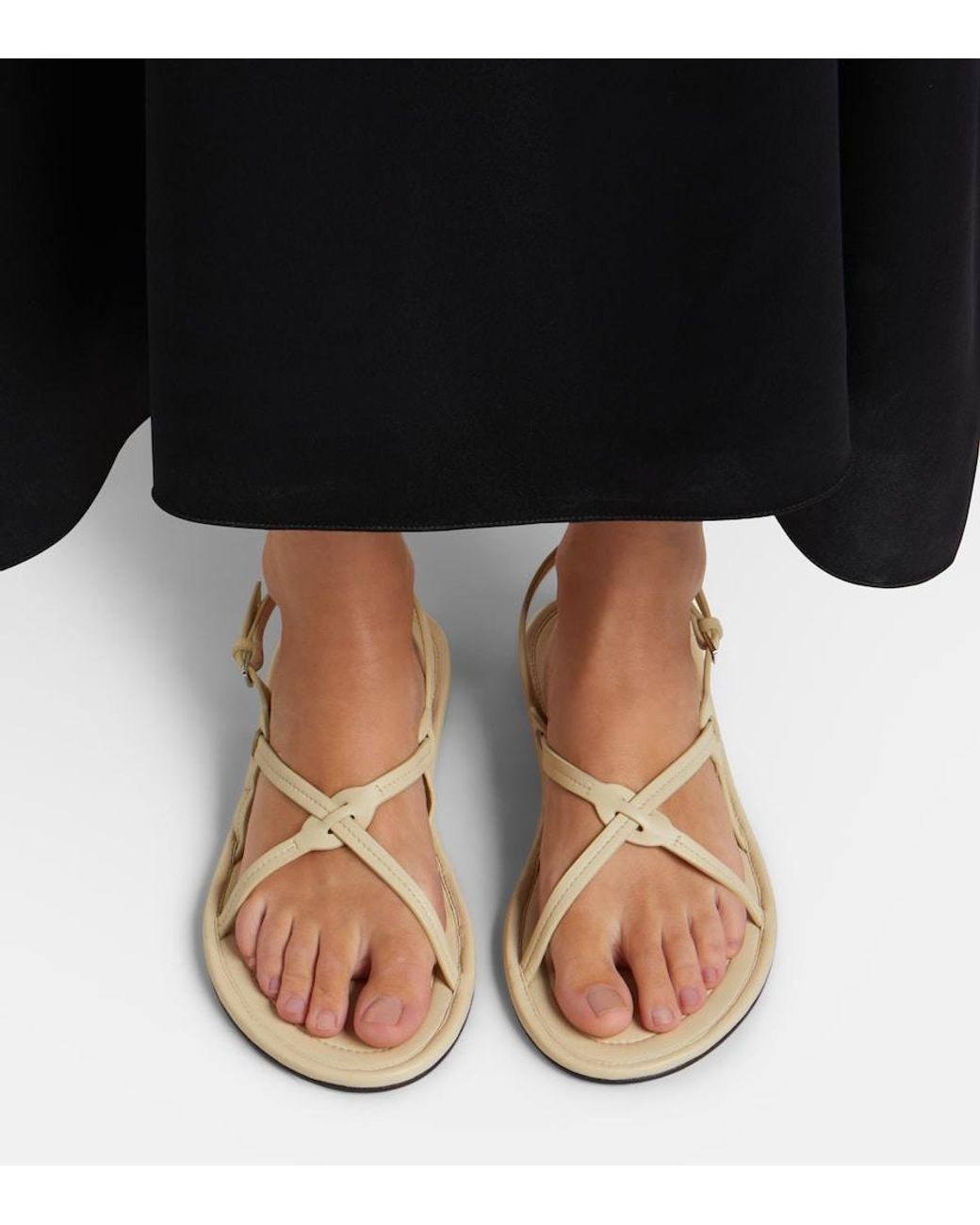 The Row White Malick Strap Leather Sandals