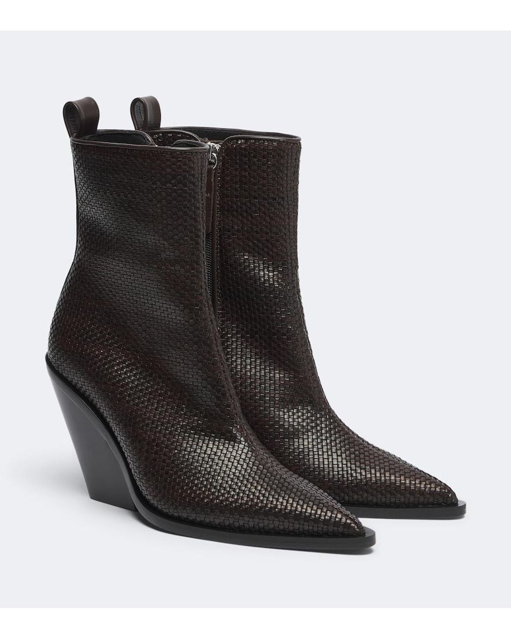 Souliers Martinez Black Colorado Woven Leather Ankle Boots