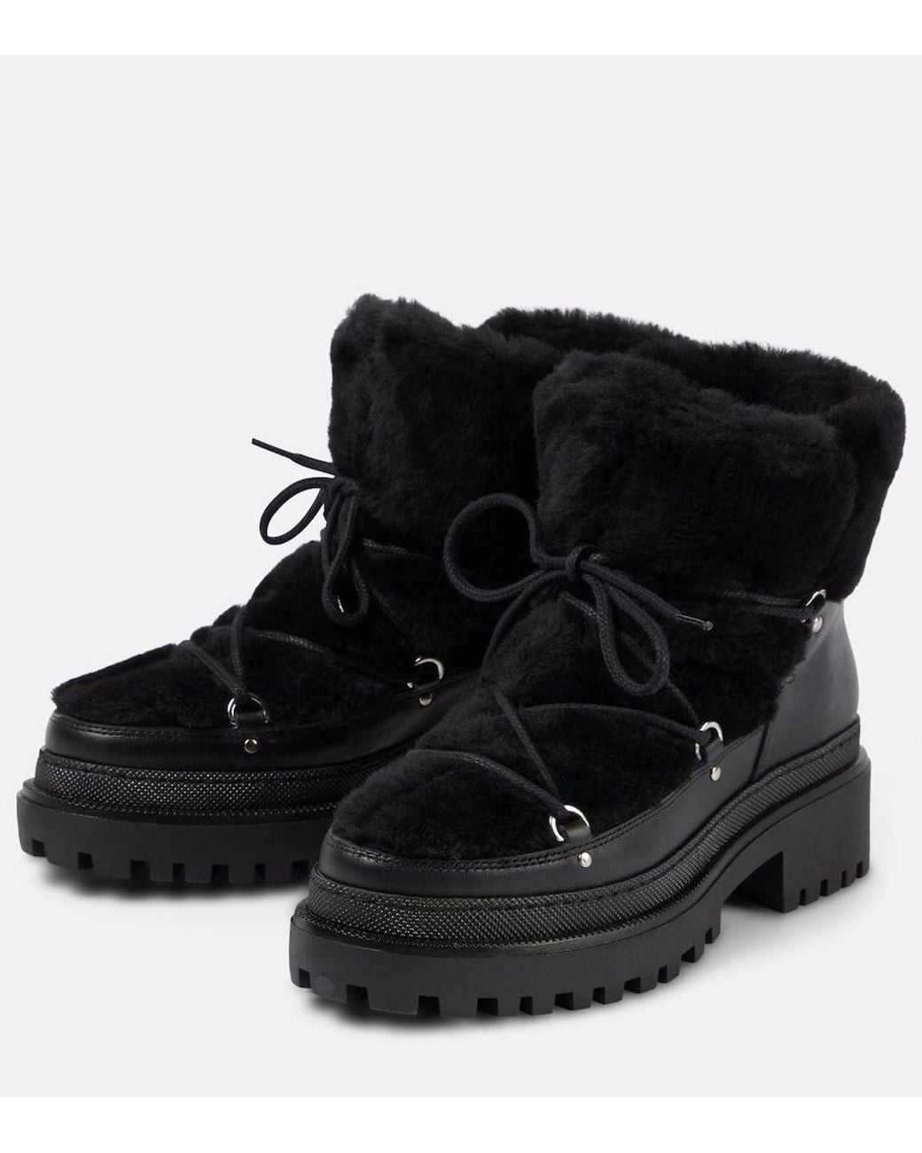 Yves Salomon Black Shearling Ankle Boots