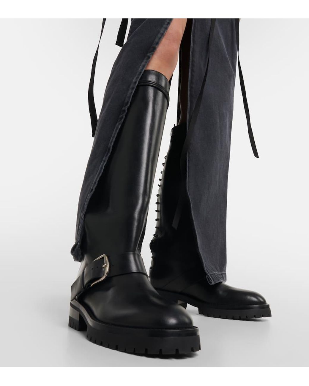Bottes Cuir Extensible Ann Demeulemeester - Au-dessus Du Genou - Taille 35 - Neuves Sans Boîte