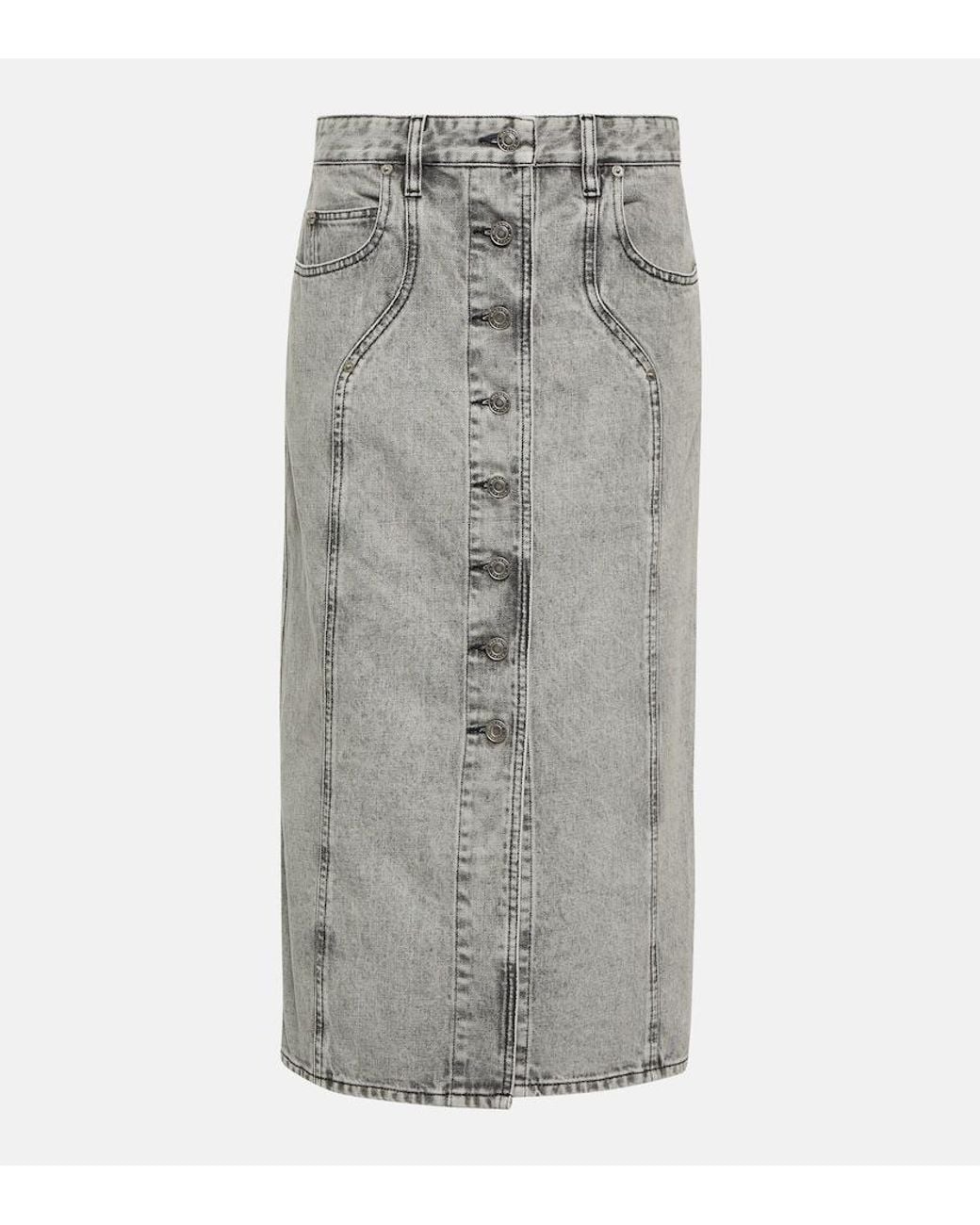 Isabel Marant Gray Vandy Denim Midi Skirt
