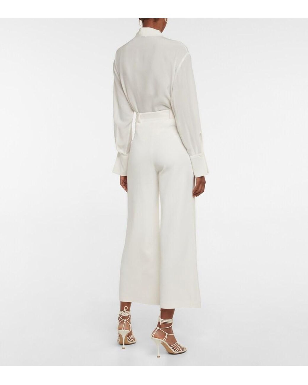 Etro White Pleated High-rise Cropped Pants