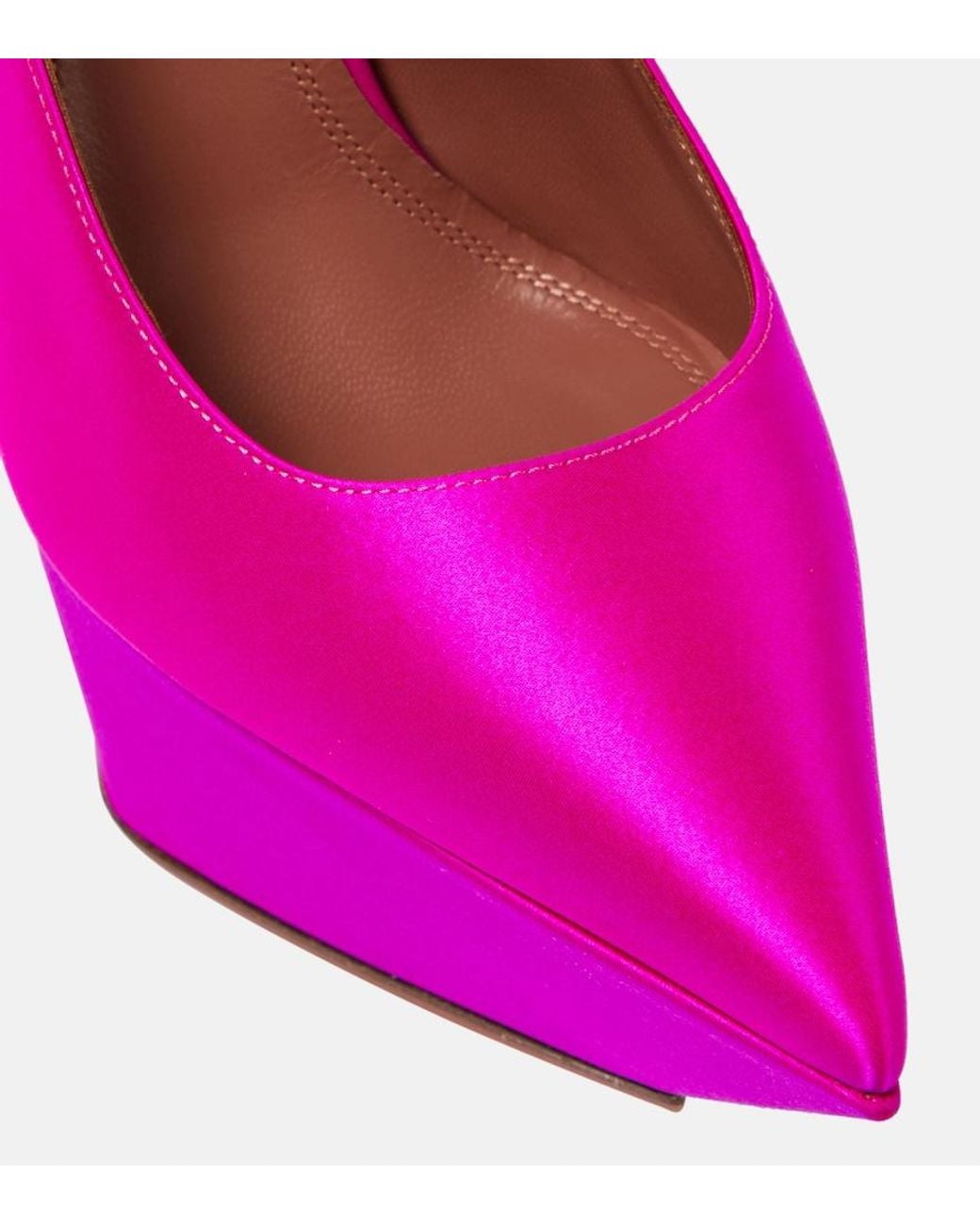 AMINA MUADDI Purple Yigit Satin Platform Pumps