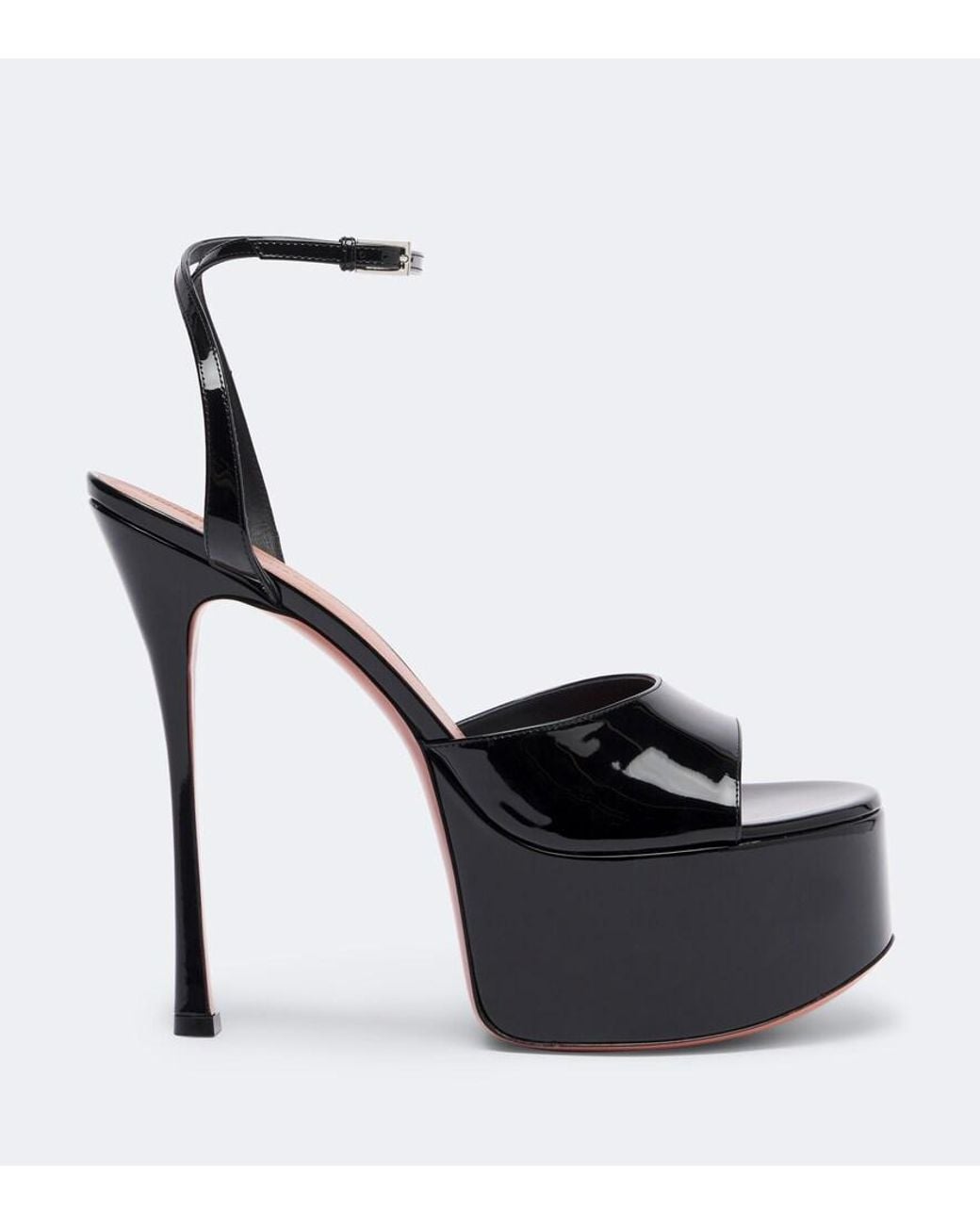 AMINA MUADDI Black Aya Patent Leather Platform Sandals
