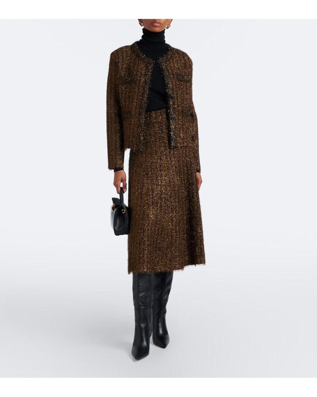 Veronica Beard Brown Esmeray Knitted Midi Skirt