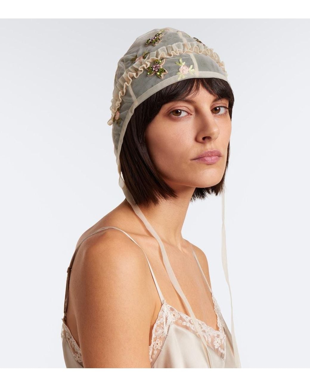 Simone Rocha White Floral Embroidered Embellished Hood