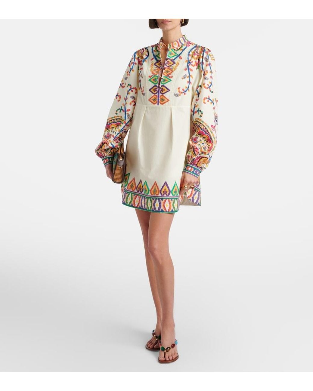 Etro White Printed Cotton Minidress