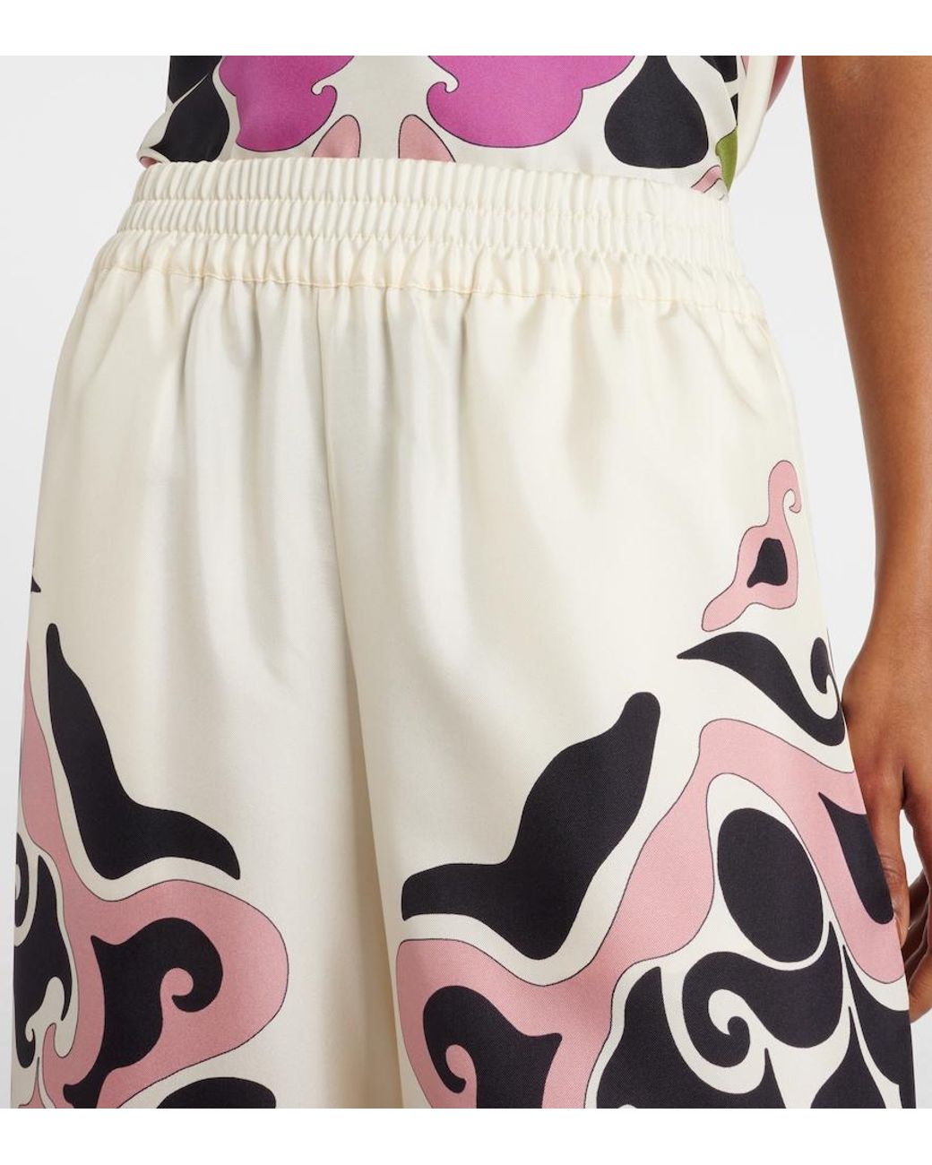 LaDoubleJ Multicolor Printed Silk Twill Palazzo Pants