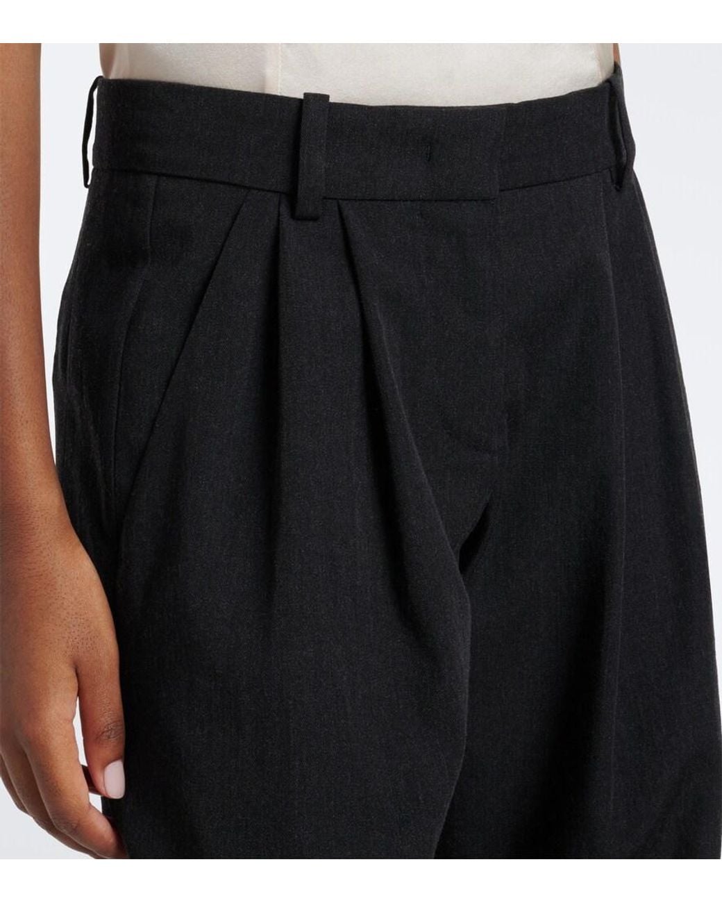 Isabel Marant Black Lyda Pleated Virgin Wool Wide-Leg Pants