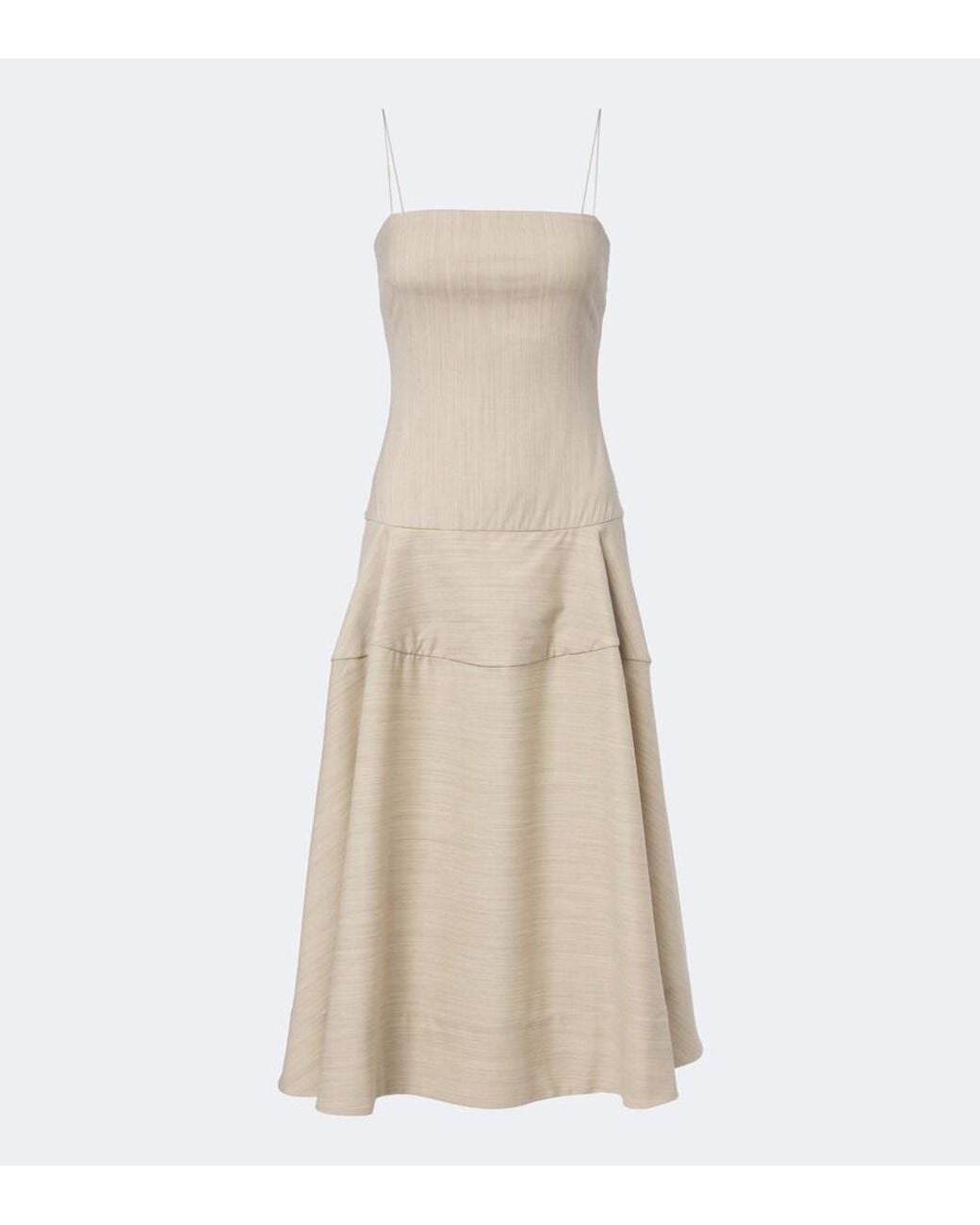 Jacquemus Natural Paradiso Wool-Blend Midi Dress