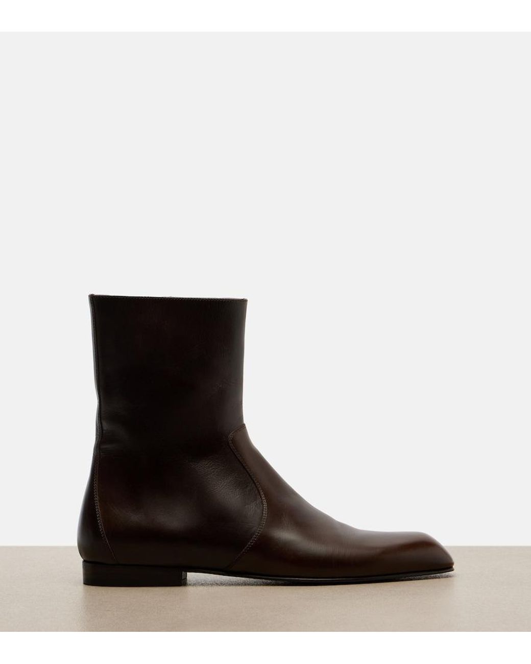 Khaite Brown Colt Leather Ankle Boots