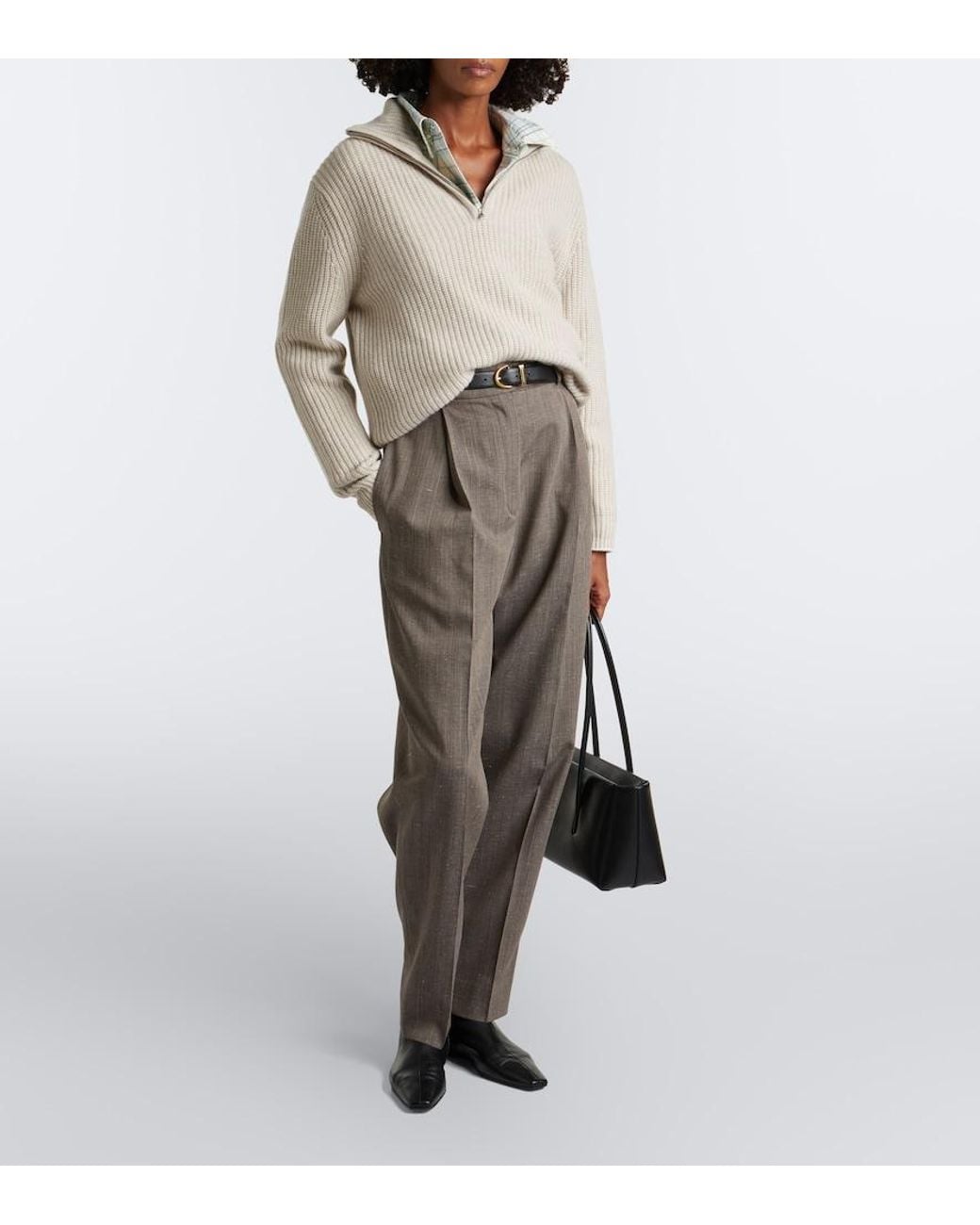 arch4 Natural Saatchi Cashmere Zip-Up Sweater