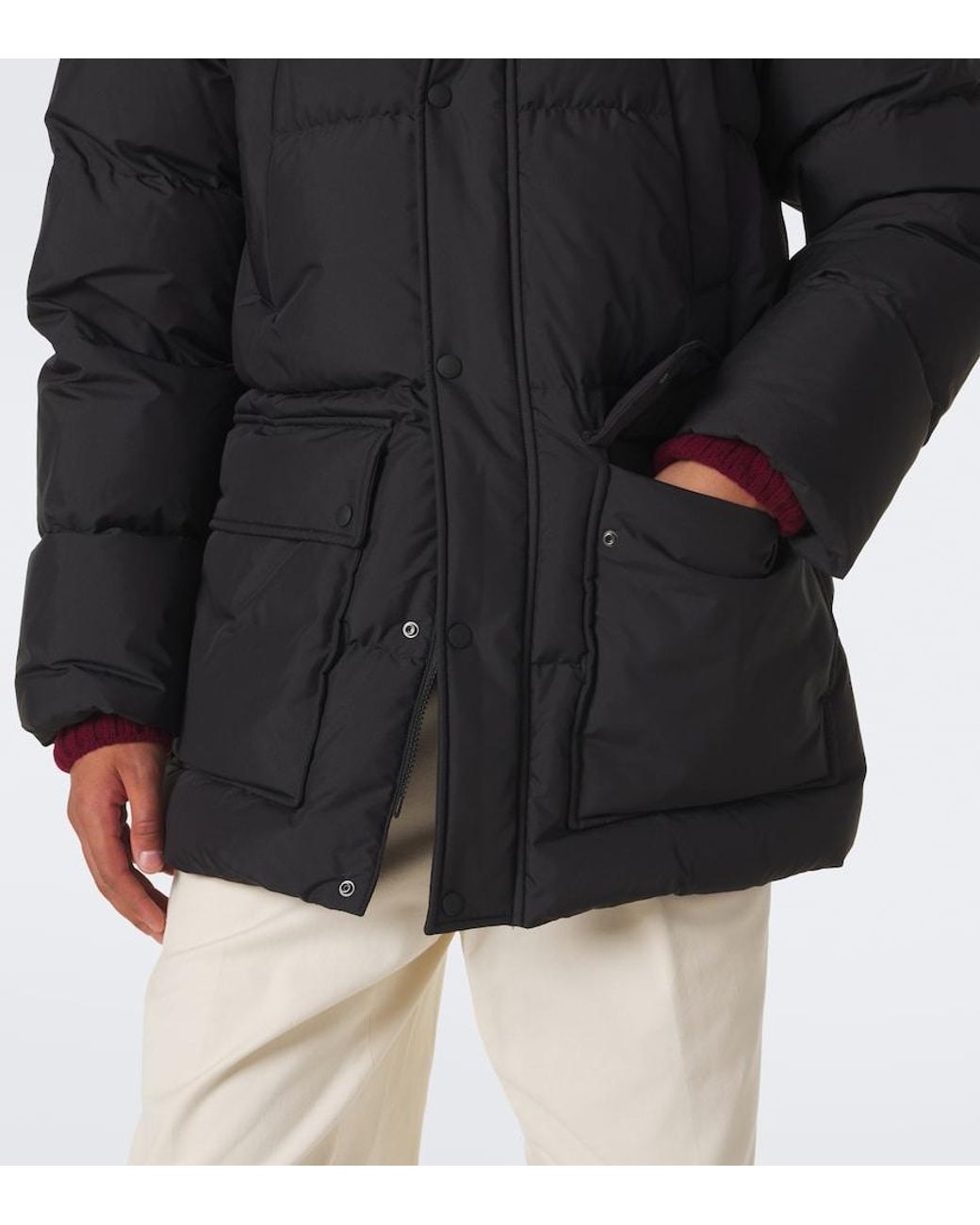 Burberry Black Check Hooded Down Coat for men