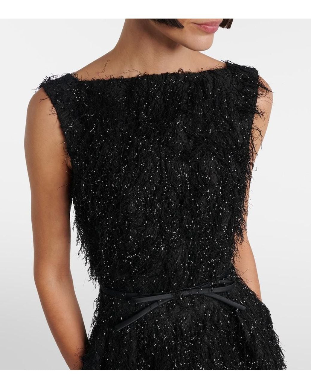 Erdem Black Lurex Fil Coupe Midi Dress