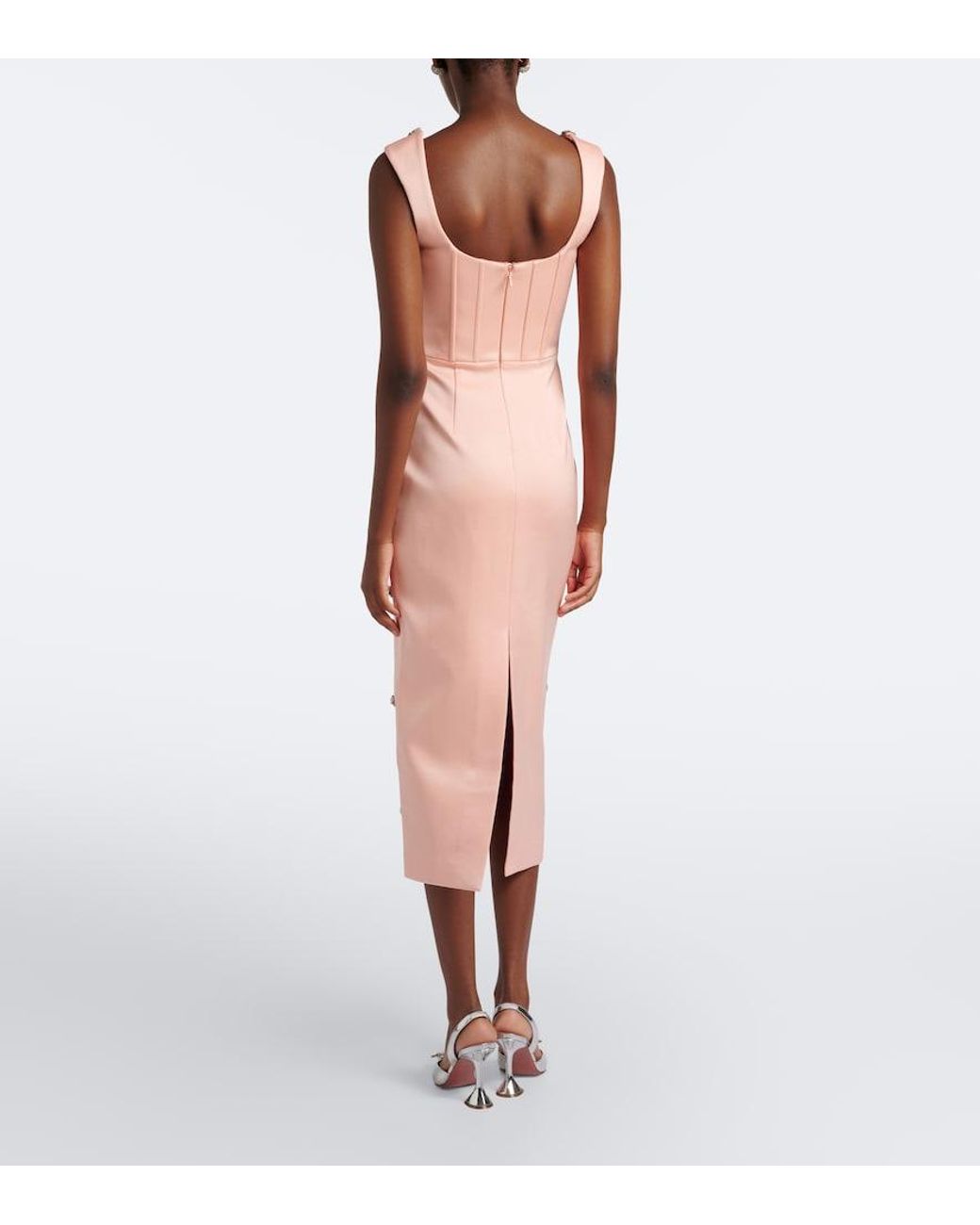 Rebecca Vallance Pink Ayla Embellished Satin Cocktail Dress