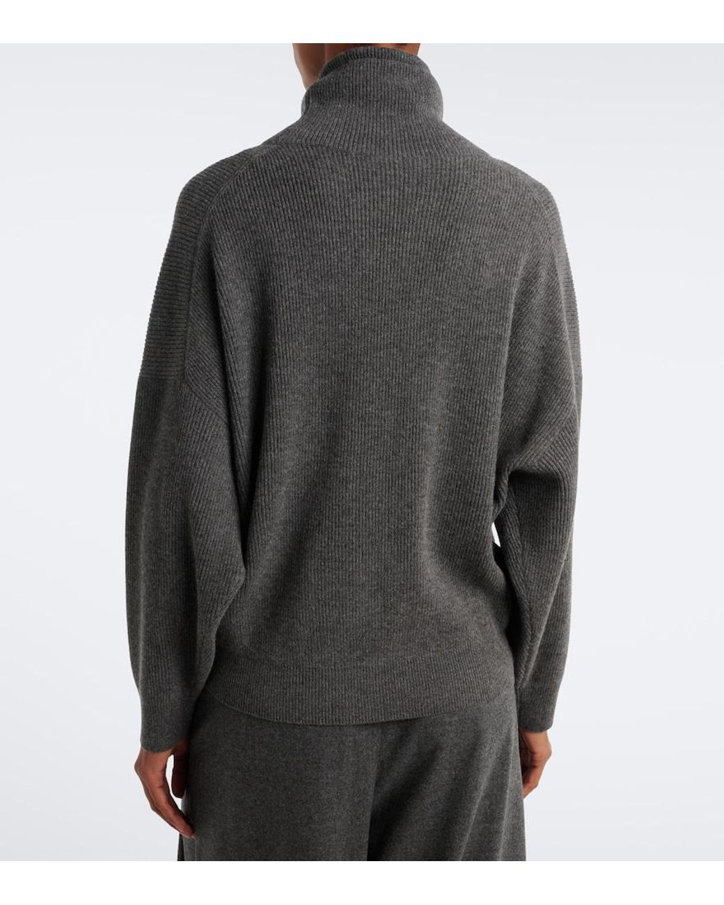 Brunello Cucinelli Gray Wool, Silk, And Cashmere Turtleneck Sweater