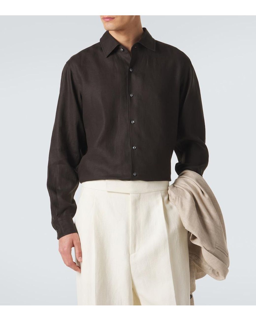 Zegna Black Linen Shirt for men