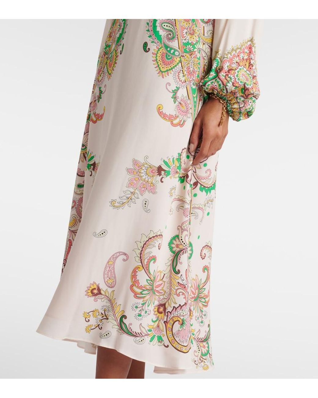 Etro Natural Printed Midi Dress